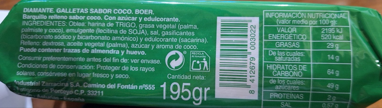 Galletas Diamante Sabor Coco - Imagen 2